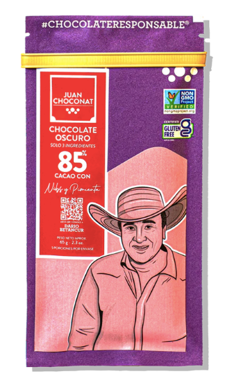 BARRA DE CHOCOLATE OSCURO CON AVELLANAS 67% CACAO